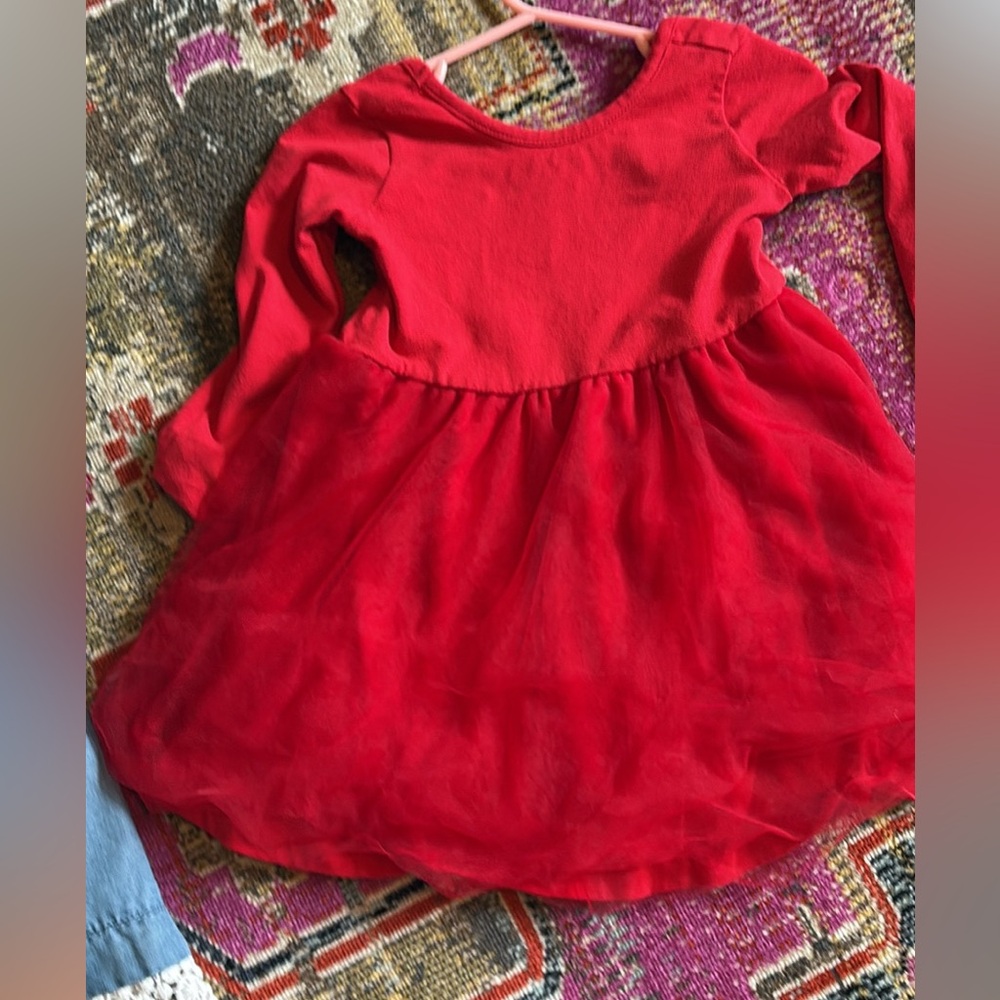 Red Long Sleeve Dress-ruffled butts